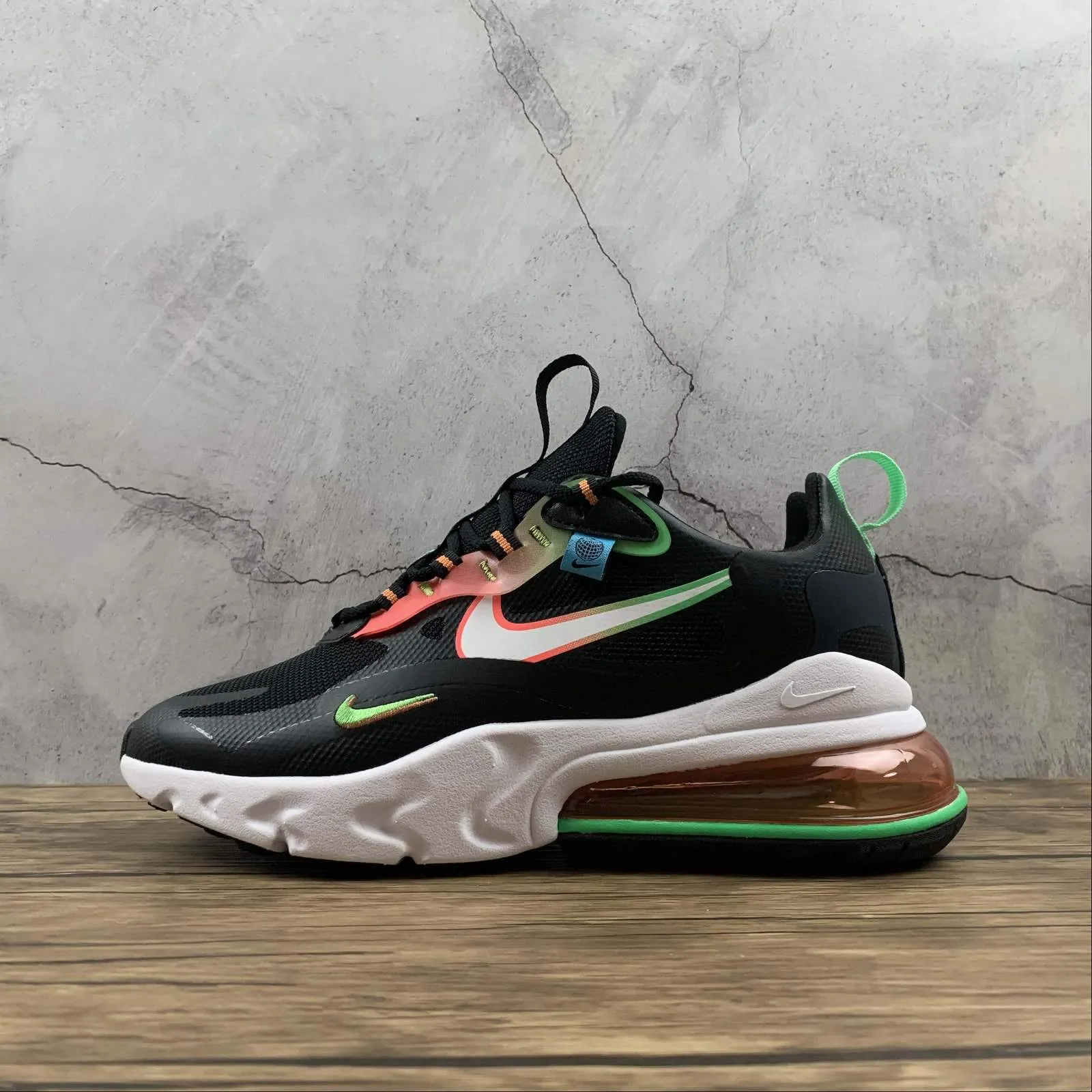 Air Max 270 React WW White Black Blue Green Gradient CK6457-001 daily - use