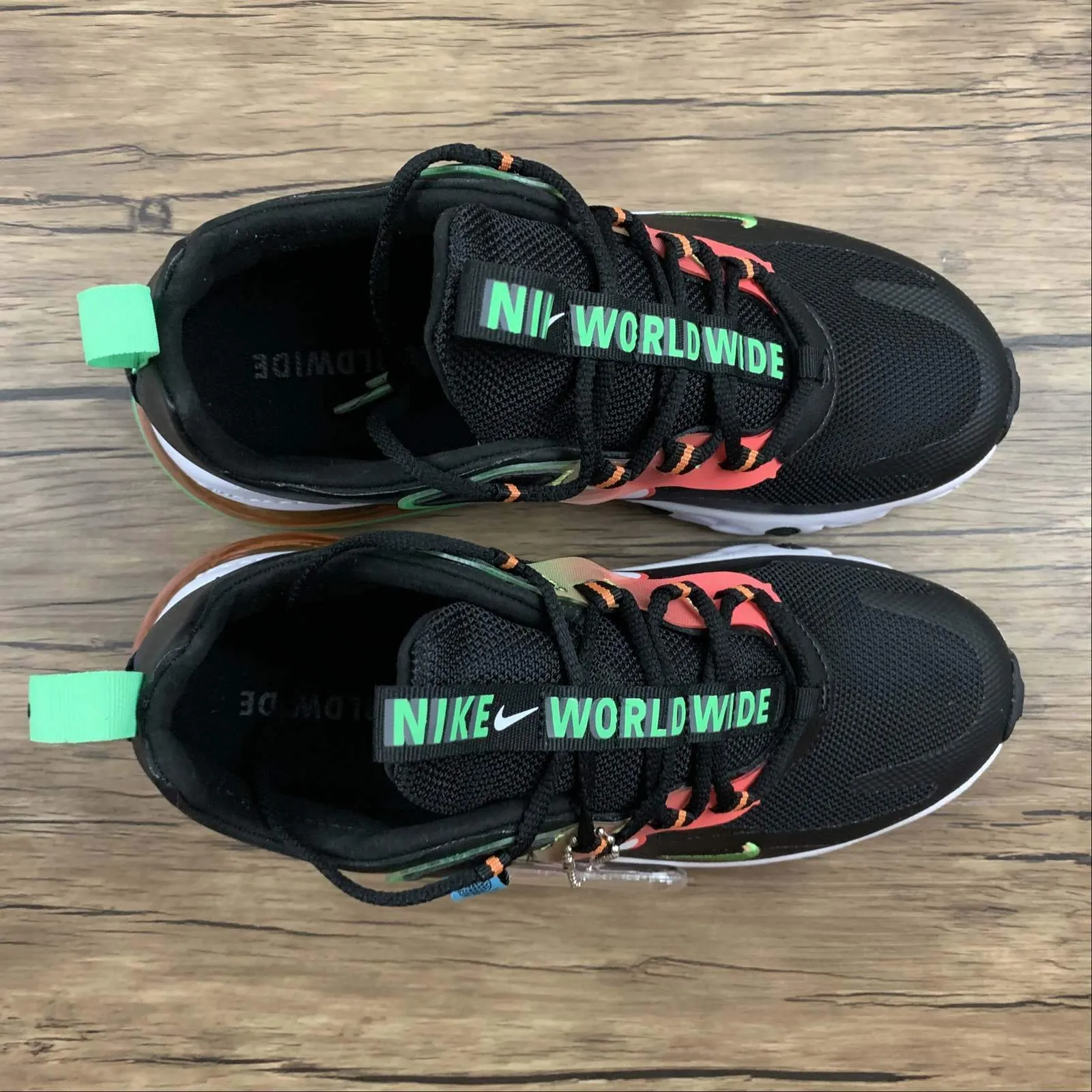 running in a ski lift area shoes Air Max 270 React WW White Black Blue Green Gradient CK6457-001