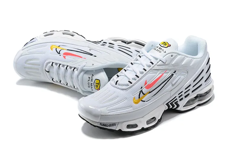 Air Max Plus 3 White Black Multi Color Swooshes CD0471-105 track - ready Compression Fit