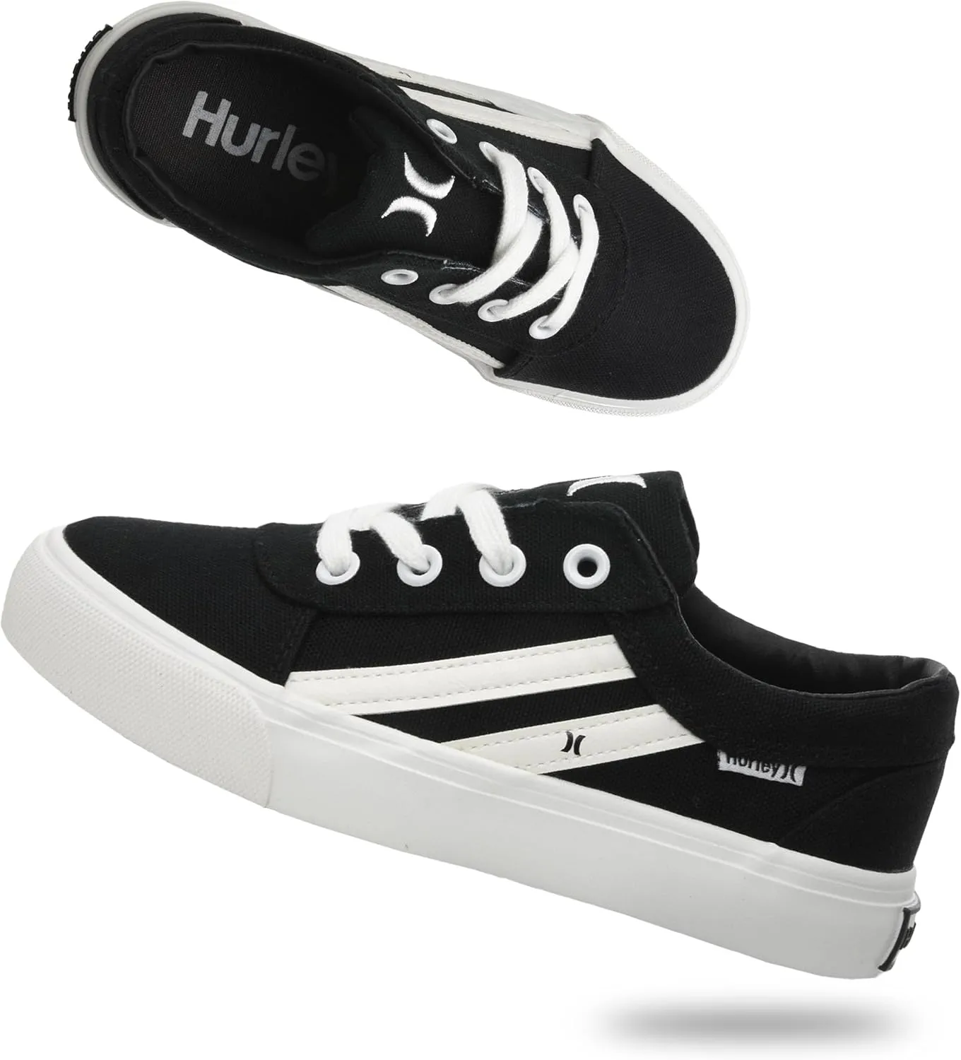 Hurley Boardy Kids Lace Up Canvas Sneakers  Low Cut Skateboarding Shoes for Kids, Sports Shoes for Boys and Girls