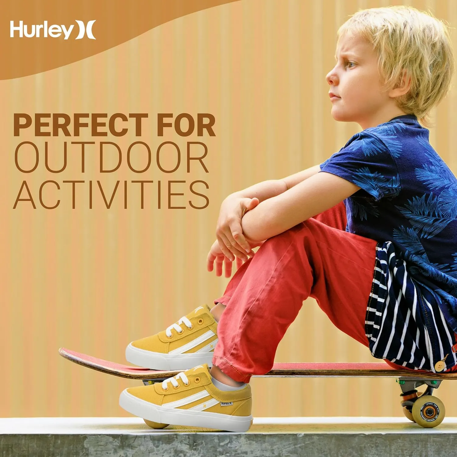 Hurley Boardy Kids Lace Up Canvas Sneakers  Low Cut Skateboarding Shoes for Kids, Sports Shoes for Boys and Girls