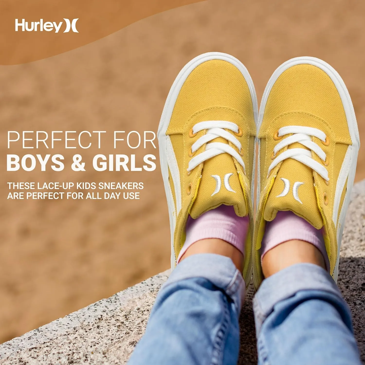 Hurley Boardy Kids Lace Up Canvas Sneakers  Low Cut Skateboarding Shoes for Kids, Sports Shoes for Boys and Girls