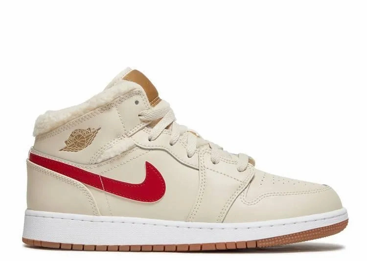 Soft Lining Simple Choice Air Jordan 1 Mid Fleece Pearl White (GS)