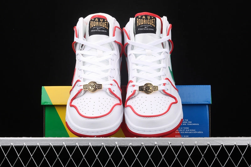 SB Dunk High Pro PRM QS Paul Rodriguez White University Red-White CT6680-100 Ergo Frame Durable rubber sole