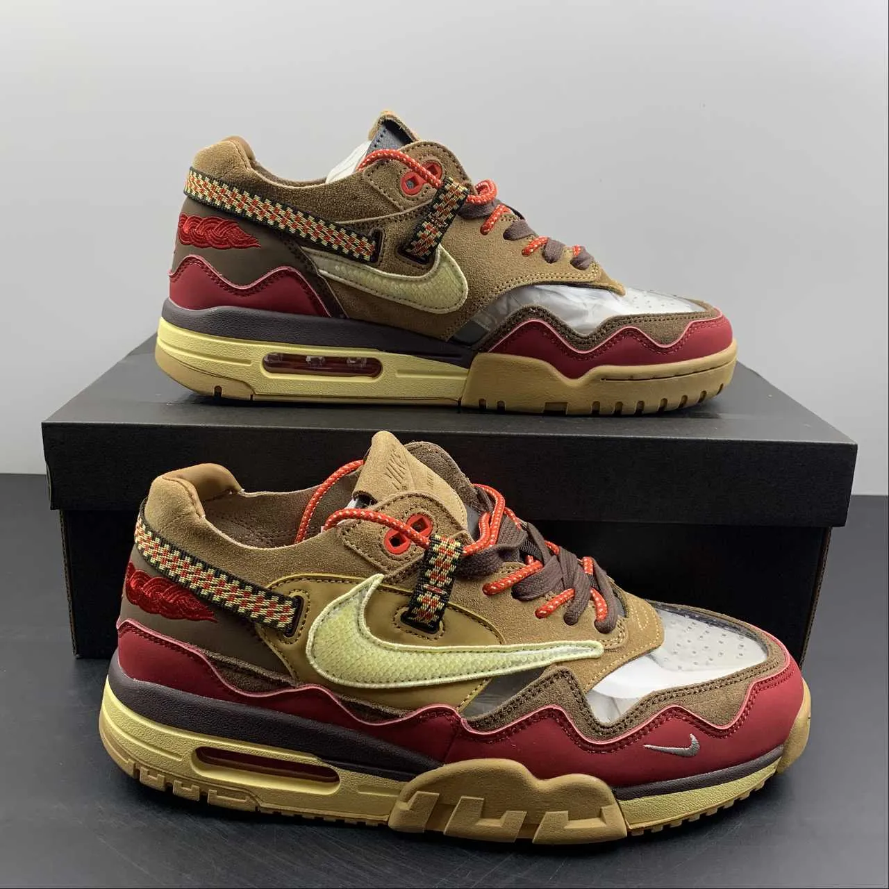 Retro design Clot x Air Max 1 Kiss of Death CHA Rocky Tan Sport Red DD1870-200