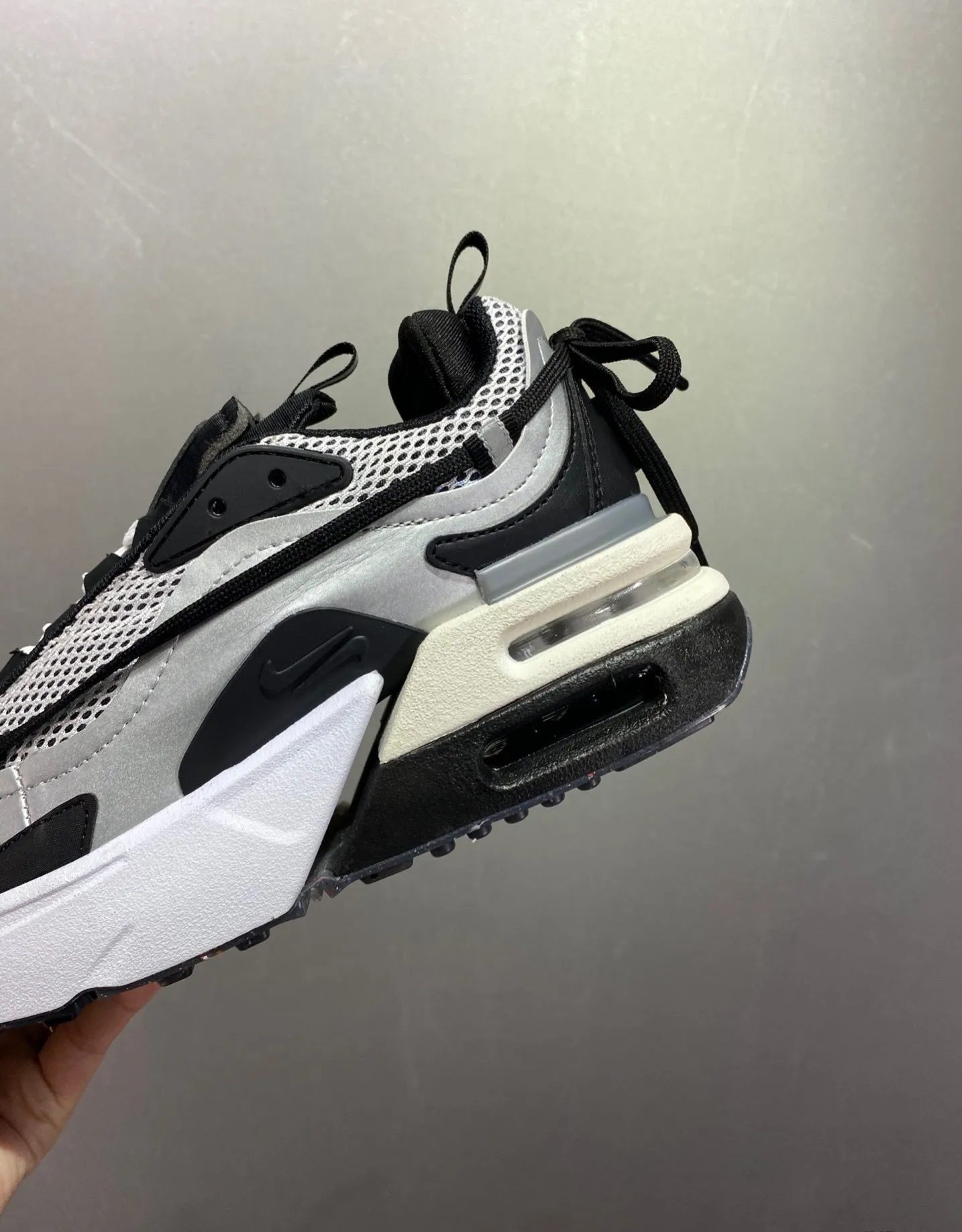 Fabric Upper slip - on running shoes Air Max Furyosa Silver Black DC7350-001