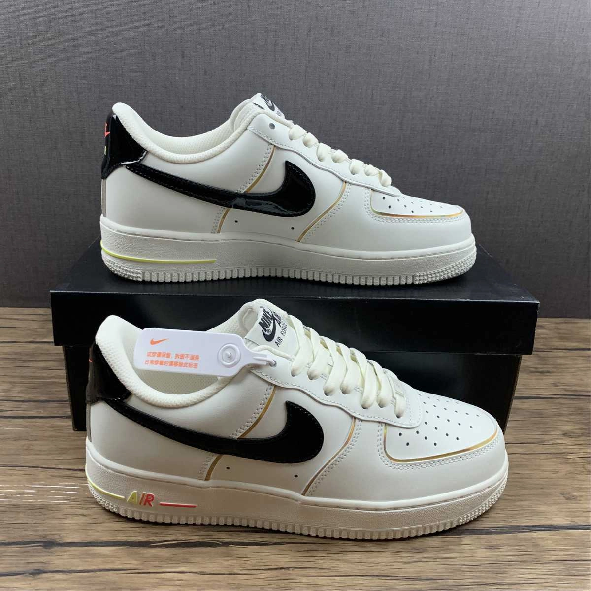 Walk Free Minimal Look Air Force 1 07 Low Black Rice White Gold ZX9856-599