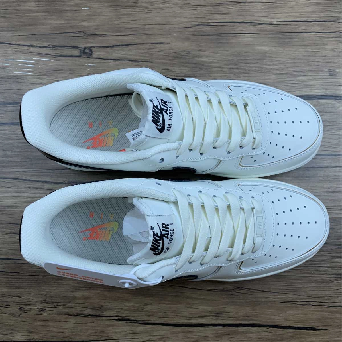 Air Force 1 07 Low Black Rice White Gold ZX9856-599 Air Zone