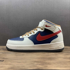 Lace Option Air Force 1 07 Mid Beige Dark Blue University Red 512745-068