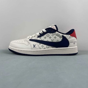 Reflective Safety Details Fragment Design x Travis Scott x Air Jordan 1 Low OG SP LV Dark Blue White Black Red LI5188-002