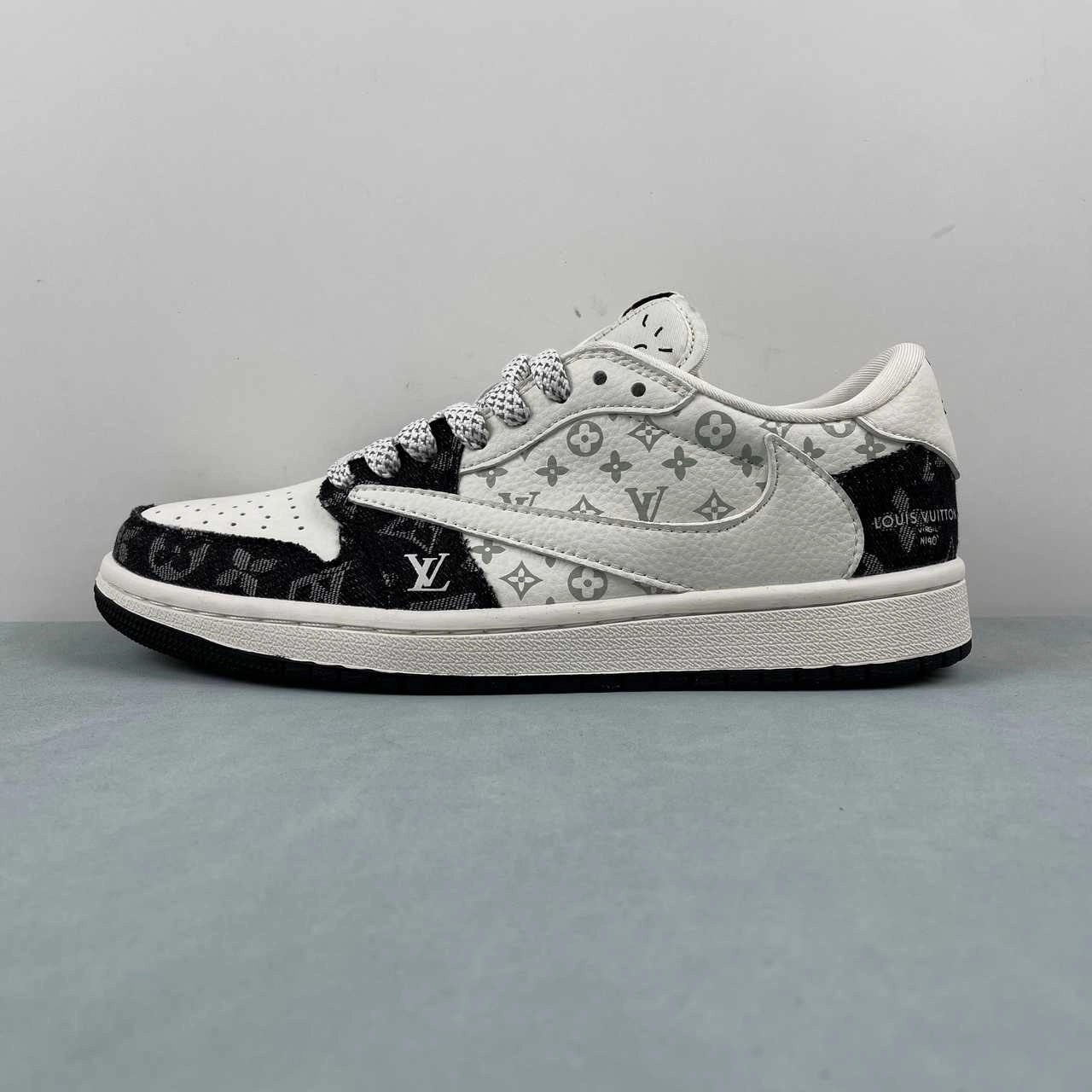Tear Resistant Upper Fragment Design x Travis Scott x Air Jordan 1 Low OG SP LV Off White Black SJ2068-008
