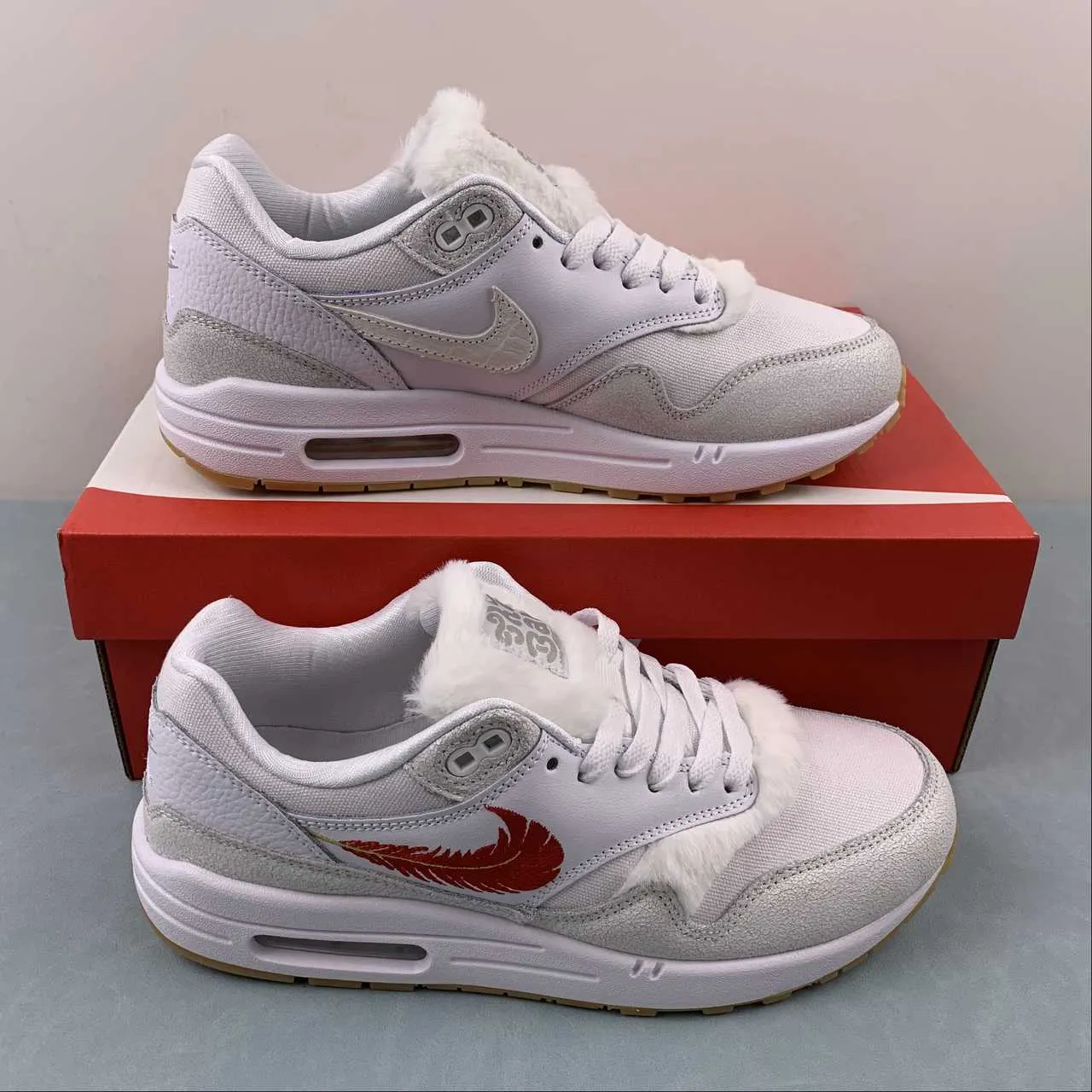 Air Max 1 The Bay White University Red FJ4451-100 cross - country running