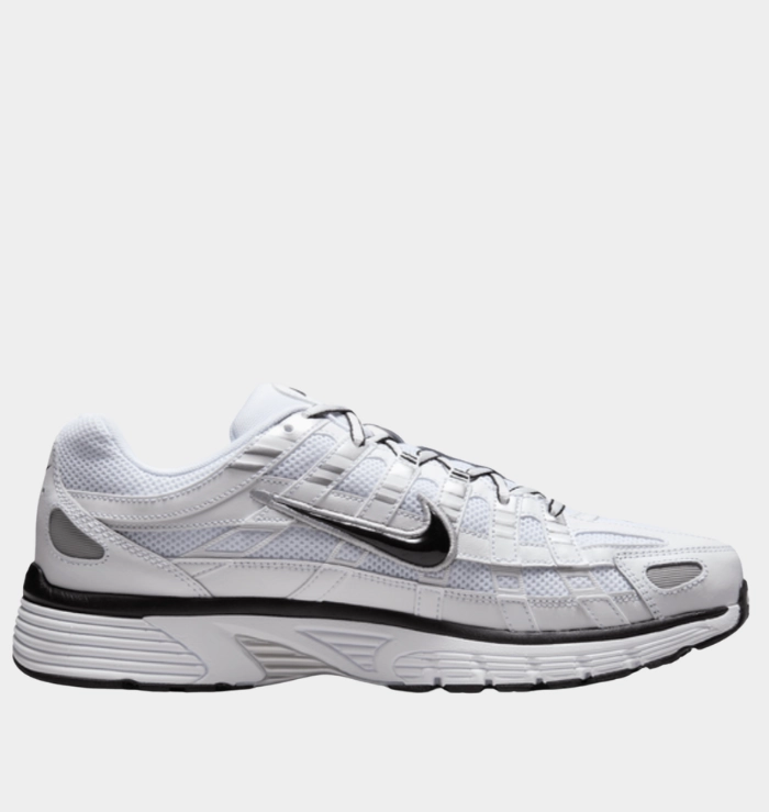 Nike P-6000 White Metallic Silver Black fitness walk Footbed Contouring