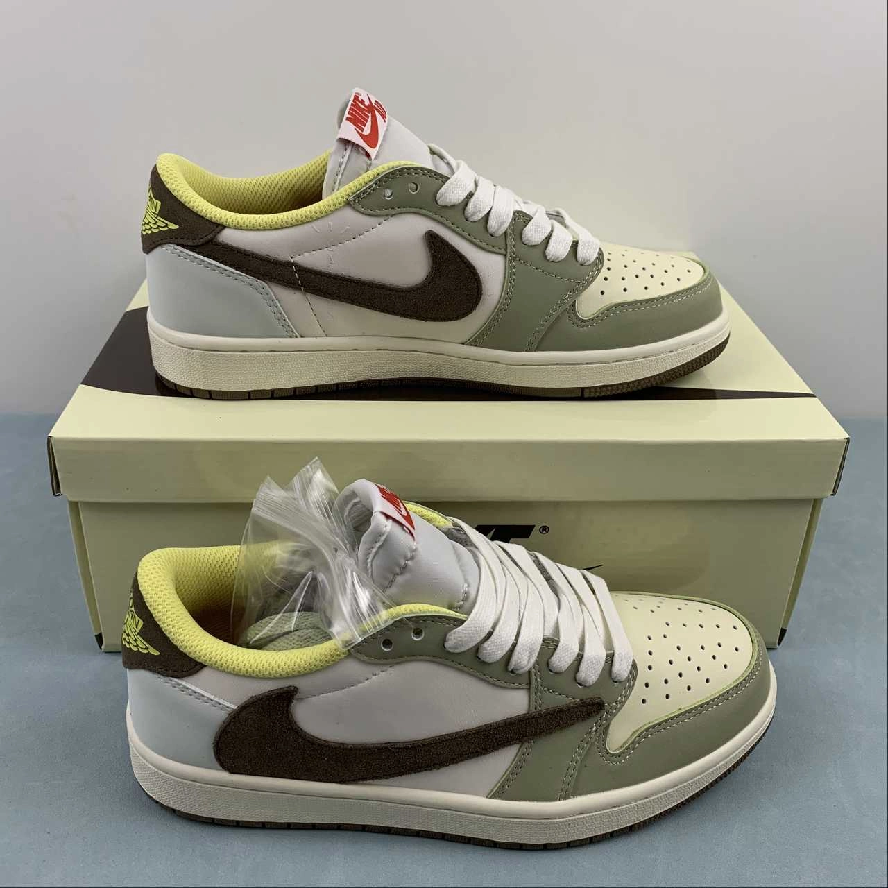 Travis Scott x Air Jordan 1 Low OG Brown Yellow Green DM7866-603 Comfortable Sole