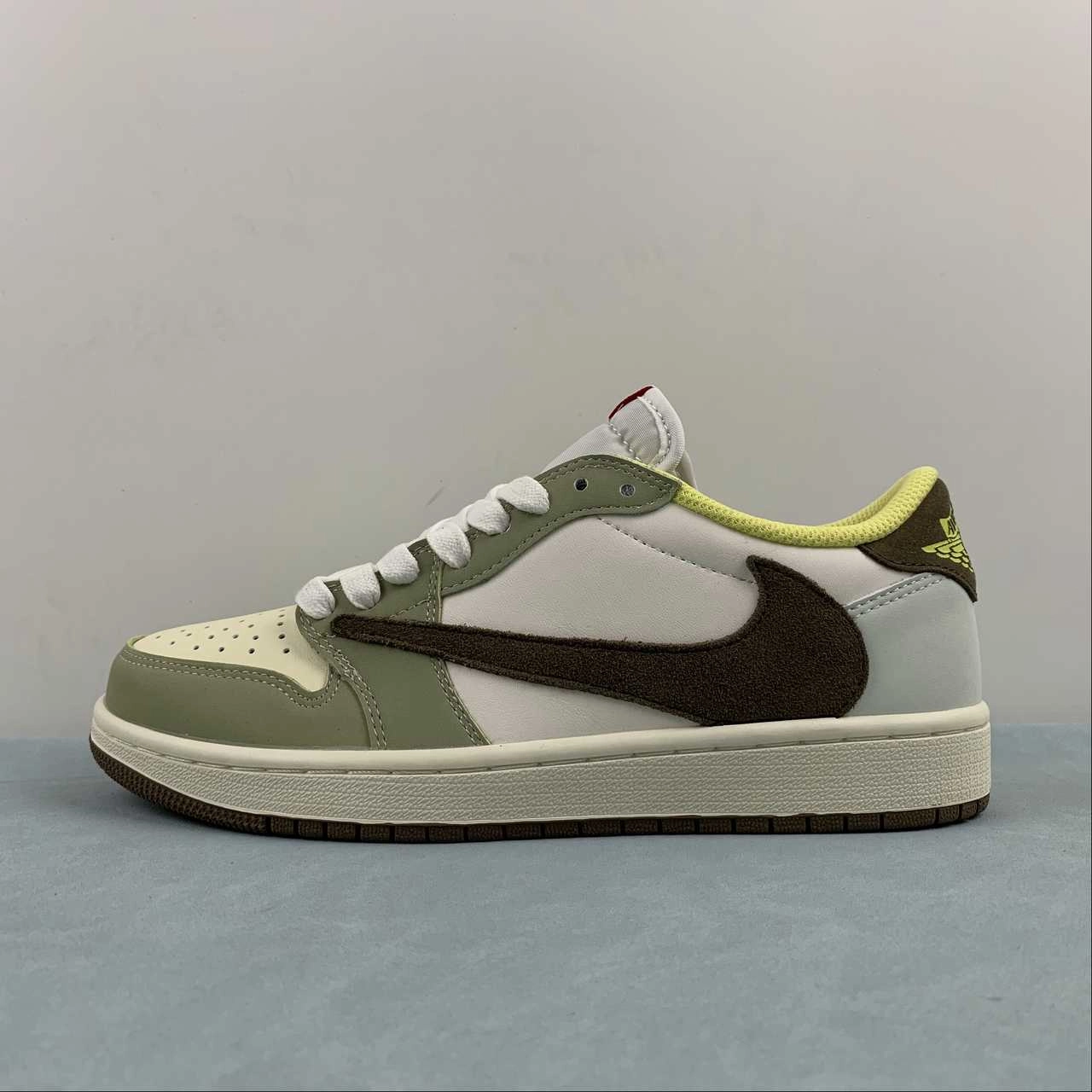 Compression Zones Cushion Heel Travis Scott x Air Jordan 1 Low OG Brown Yellow Green DM7866-603