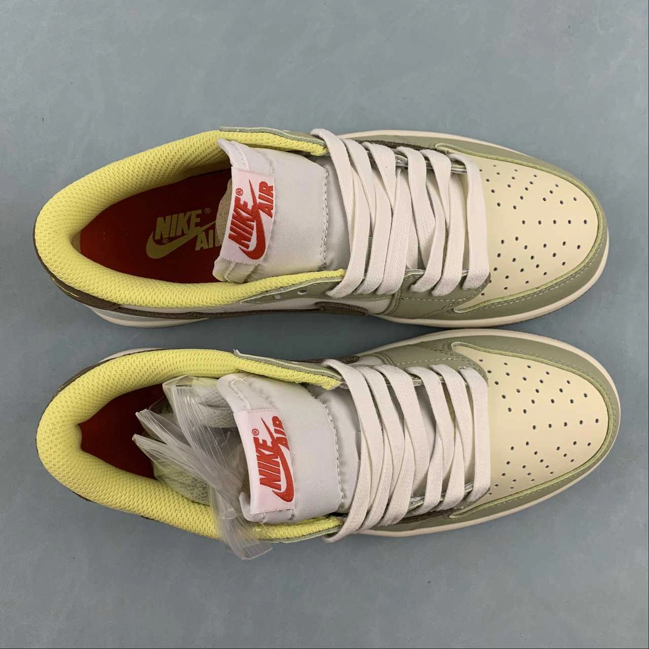 Padded Collar Structure Travis Scott x Air Jordan 1 Low OG Brown Yellow Green DM7866-603