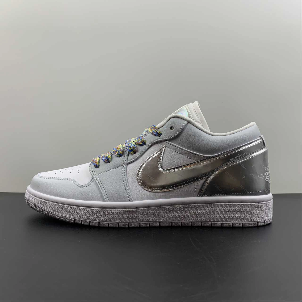 Knit Fabric Design Street Style Air Jordan 1 Low SE White Metallic Silver-White DX6070-101