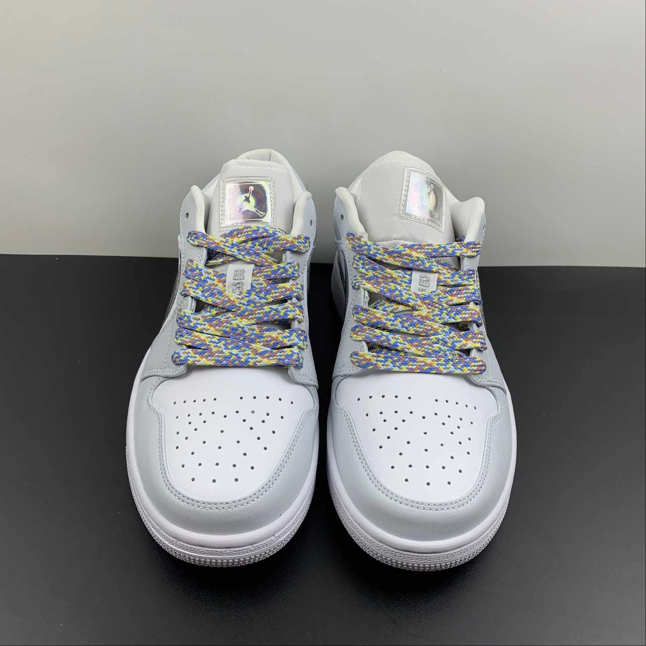 Air Jordan 1 Low SE White Metallic Silver-White DX6070-101 Metatarsal Protection Pad Heel To Toe Drop