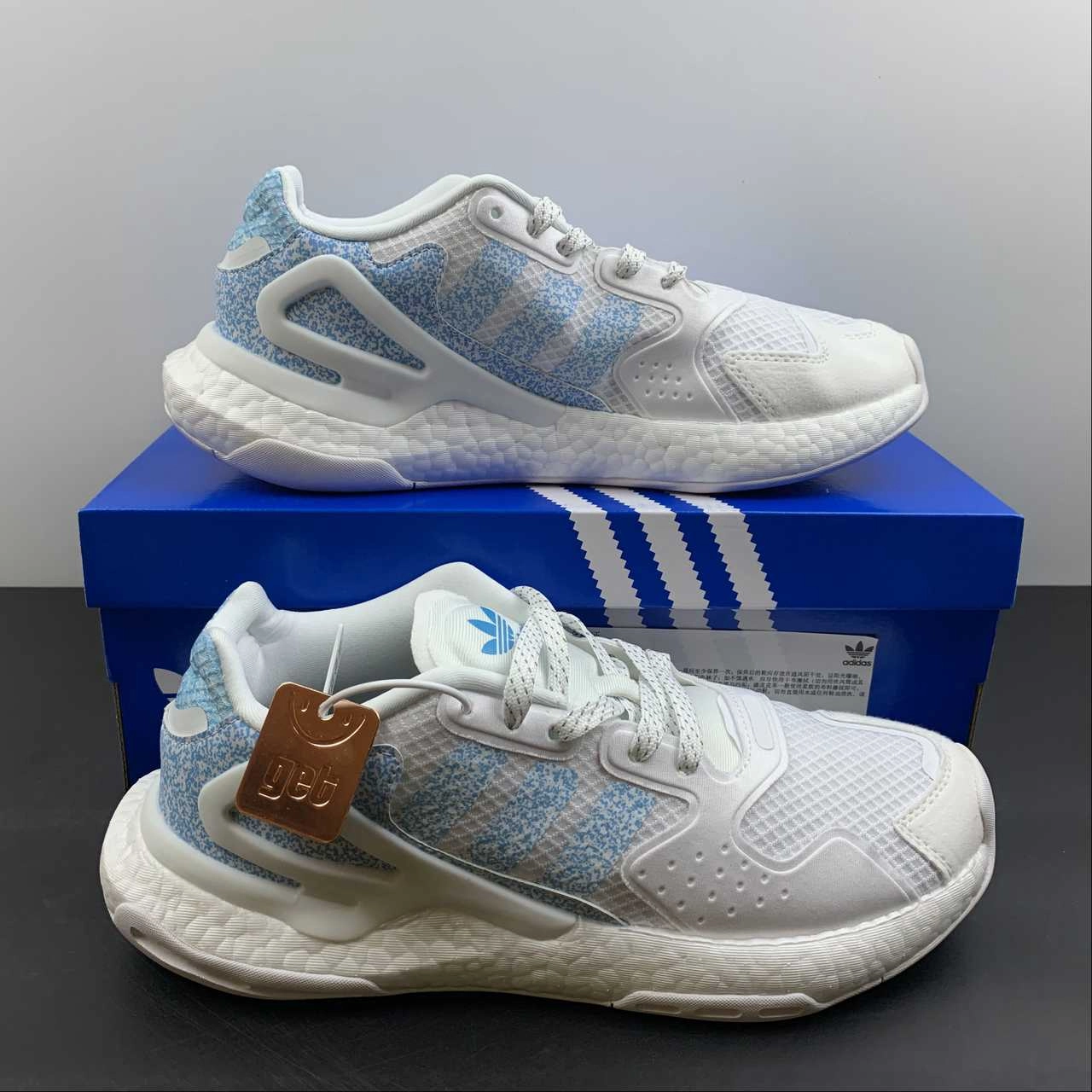 Adidas Day Jogger Boost White Green Blue FX6165 midfoot - strike shoe answer
