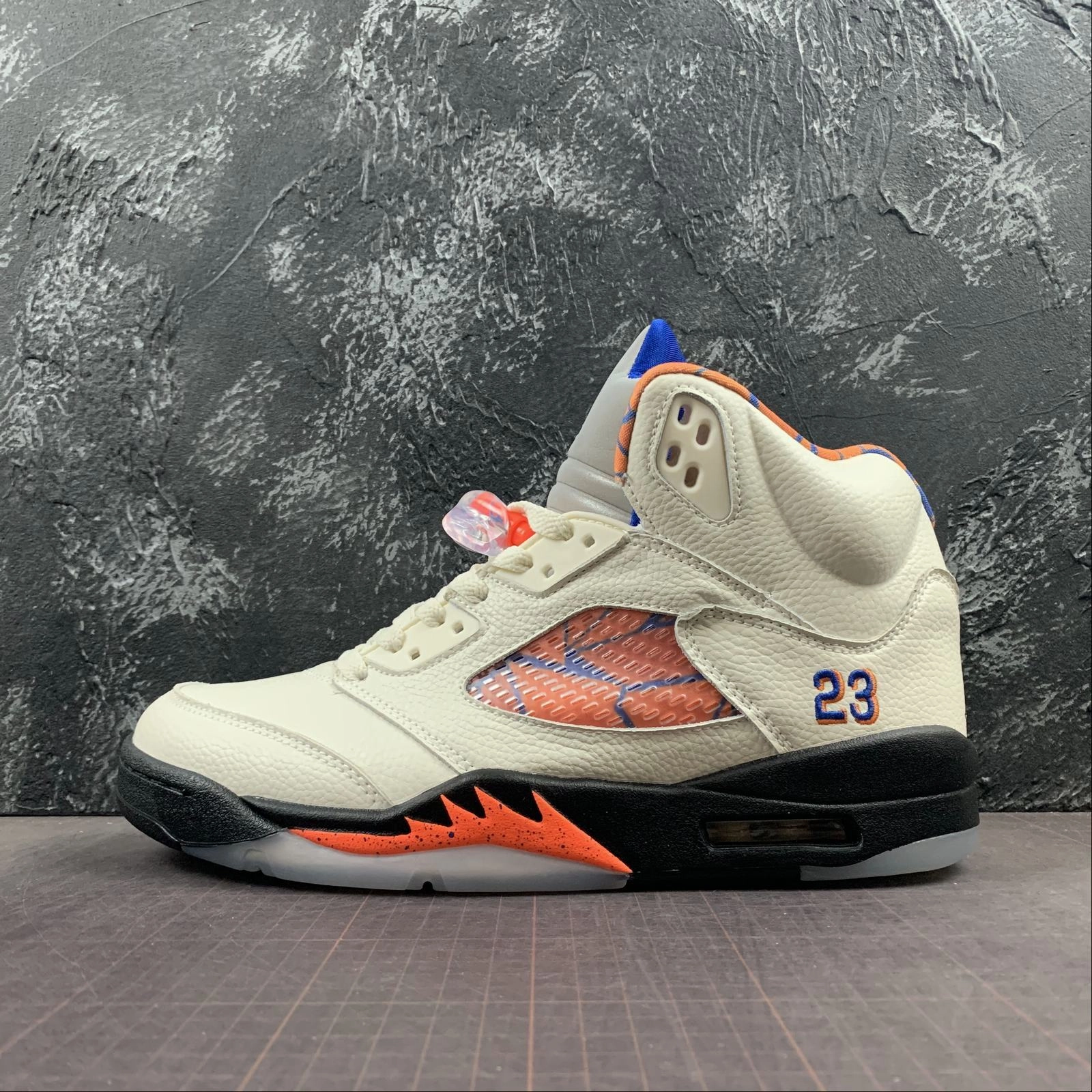 Air Jordan 5 Retro Sail Racer Blue-Cone-Black 136027-148 Supportive frame Flex Zones Engineering
