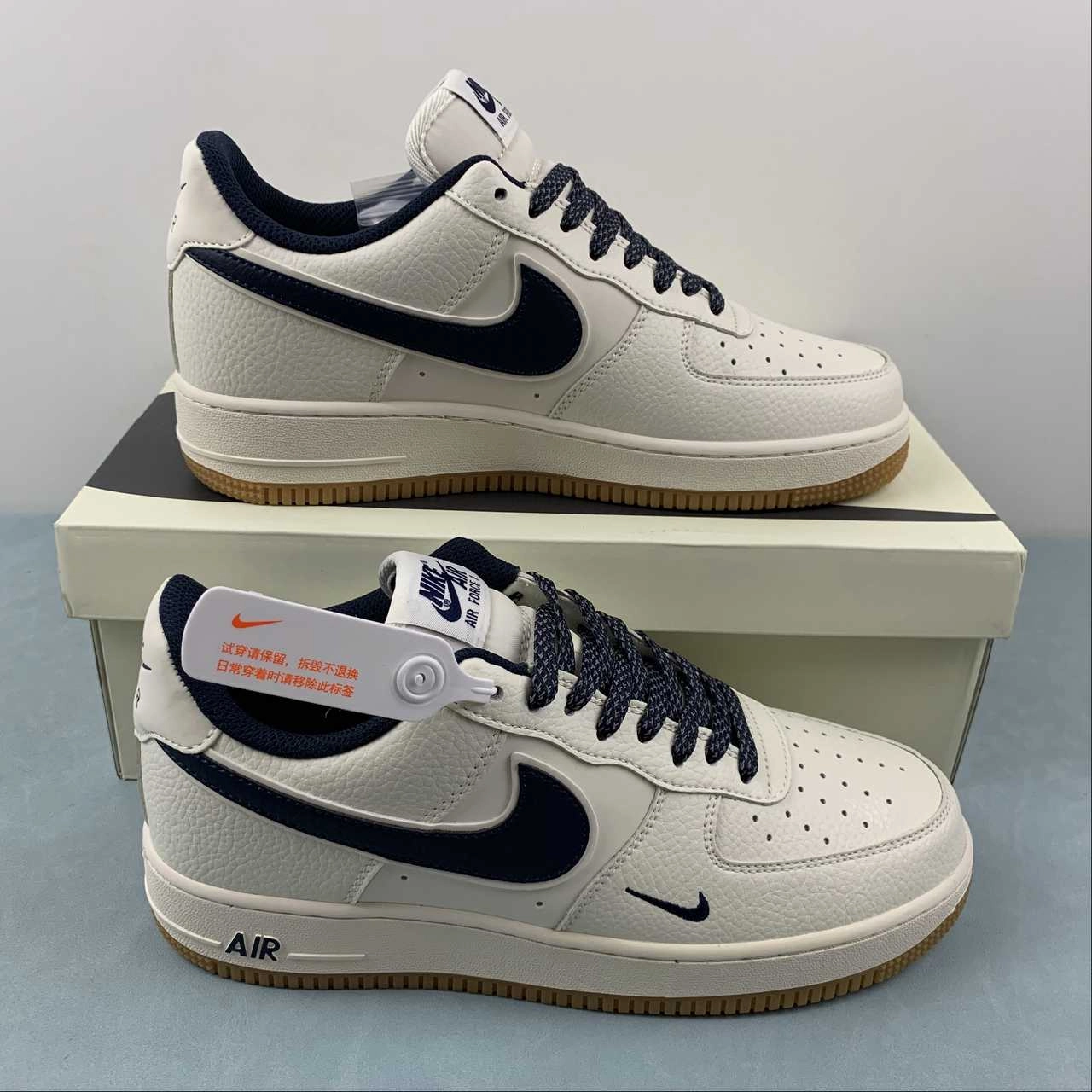 Air Force 1 07 Low Rice White Navy Blue HD1689-104 Group Hike