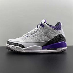 Air Jordan 3 Retro Dark Iris Cement Grey White Black CT8532-105 Flat Design LaceUp