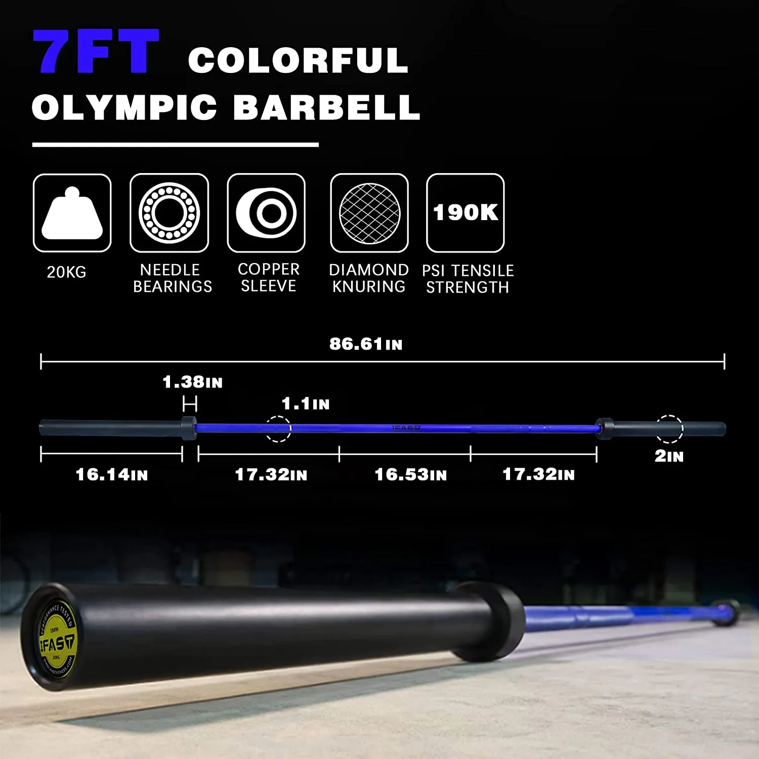 IFAST 7.2ft Olympic Chrome Barbell Bar