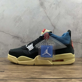 Union LA x Air Jordan 4 Retro Off Noir Brigade Dark Blue Smoke Grey DC9533-001 Ergonomic Footbed Design All-day Grip