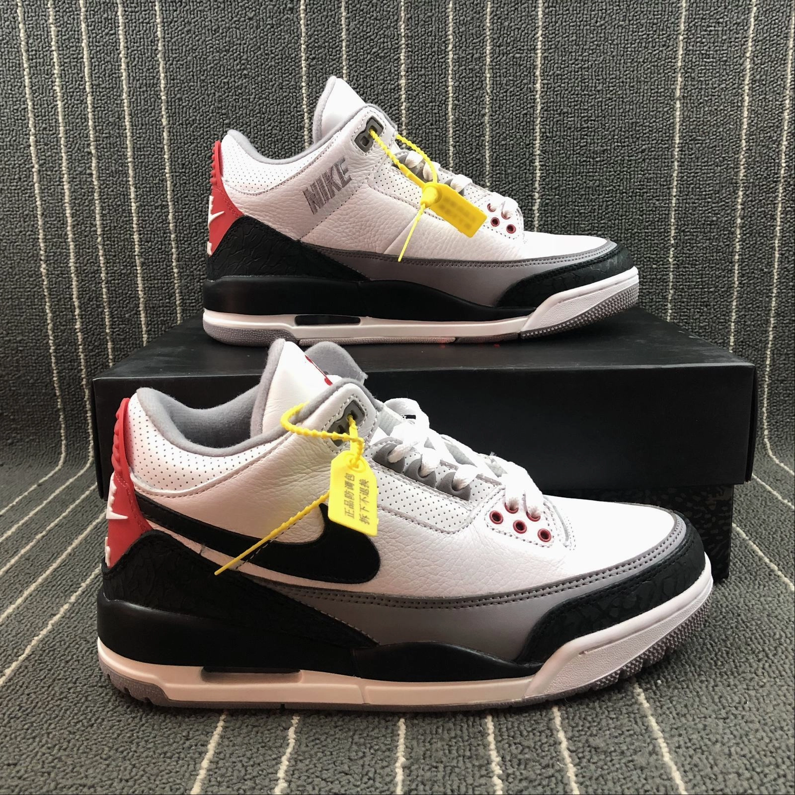 Air Jordan 3 Retro Tinker NRG Black White Fire Red AQ3835-180 Natural Movement