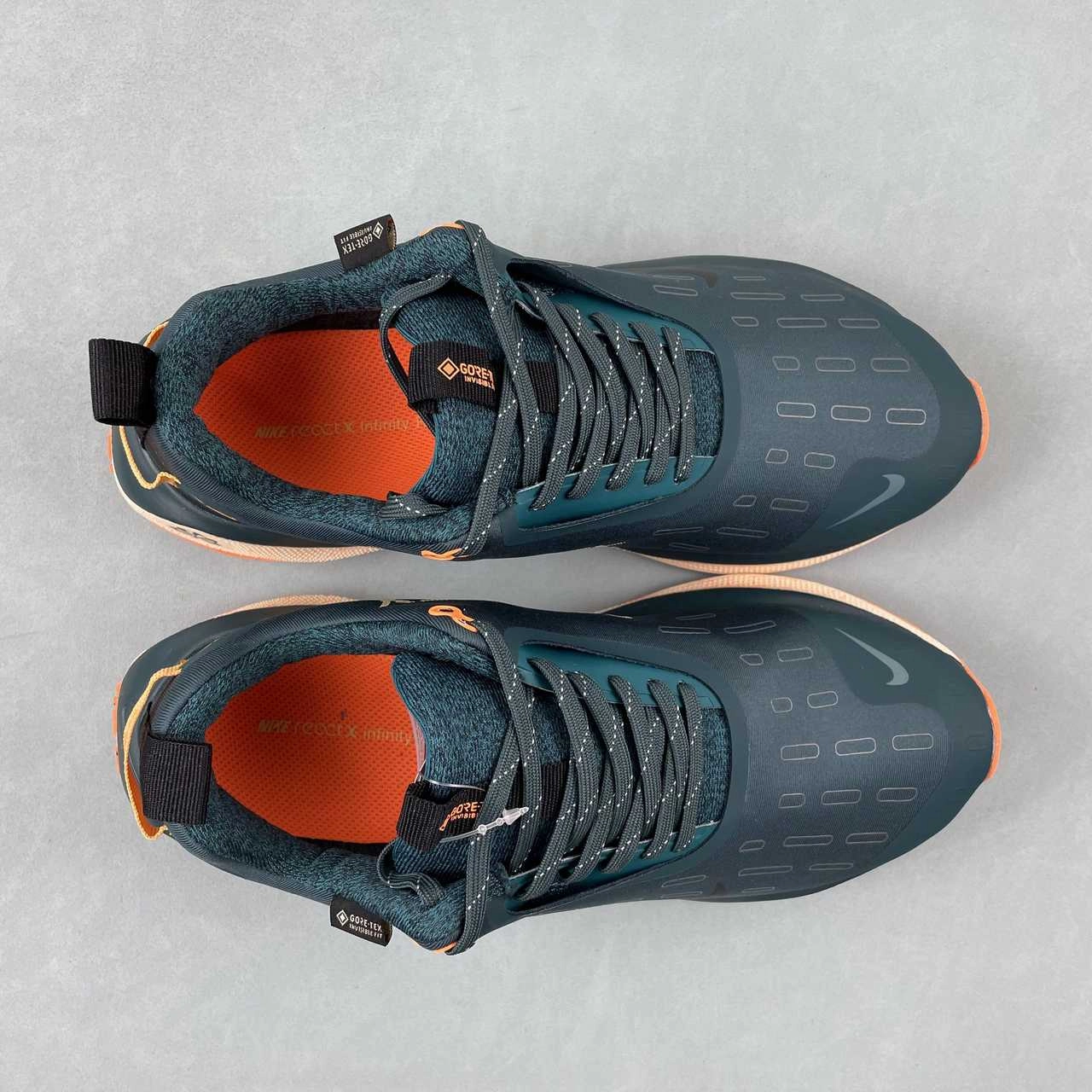 velcro - closure shoe form Nike ReactX Infinity Run 4 Gore-Tex Deep Jungle Geode Teal Total Orange FB2204-300