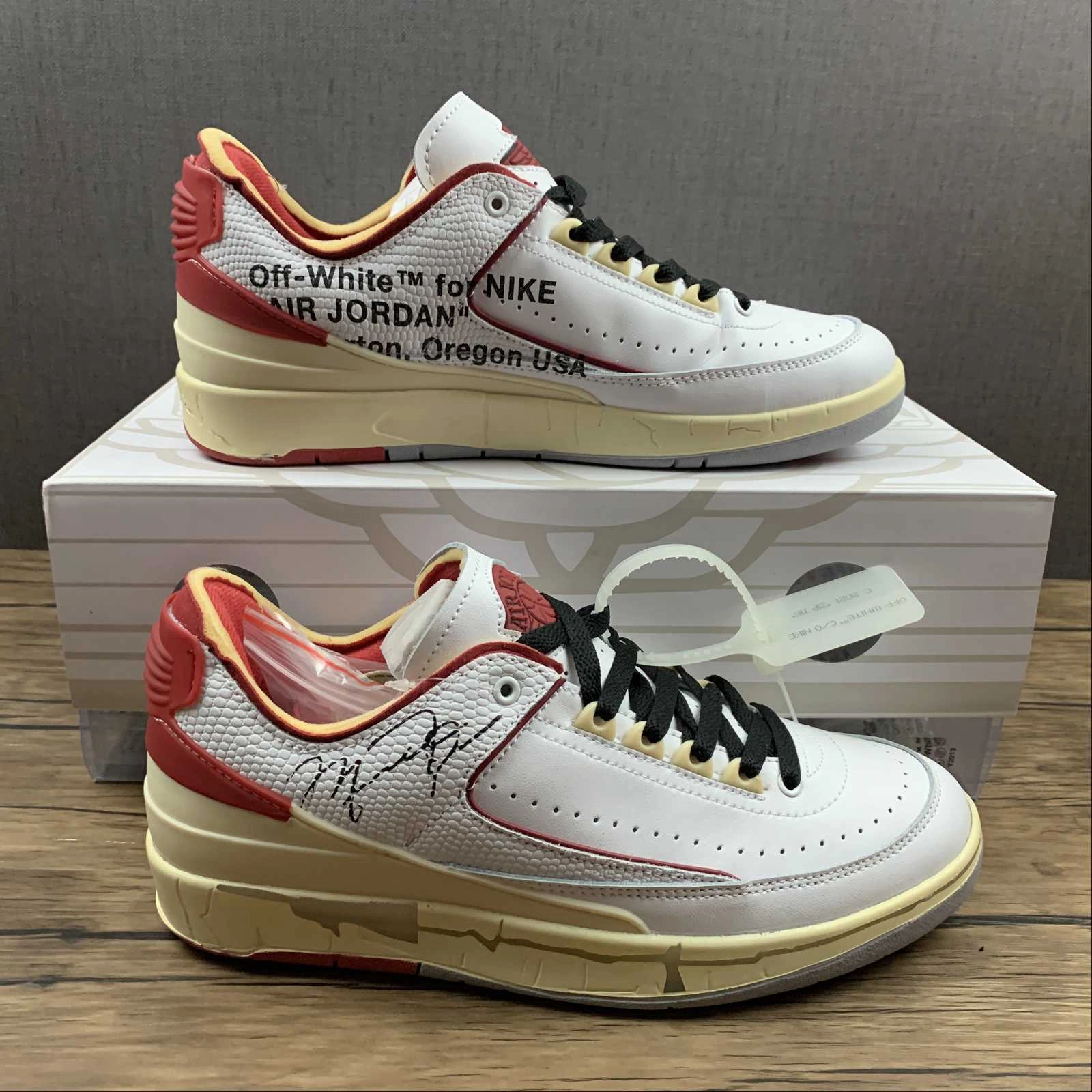 Off-White x Air Jordan 2 Retro Low SP White Red Black  DJ4375-106 Stand Long