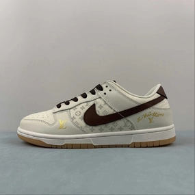 SB Dunk Low LV Rice White Brown Gold XD6188-010 All Setup flex design