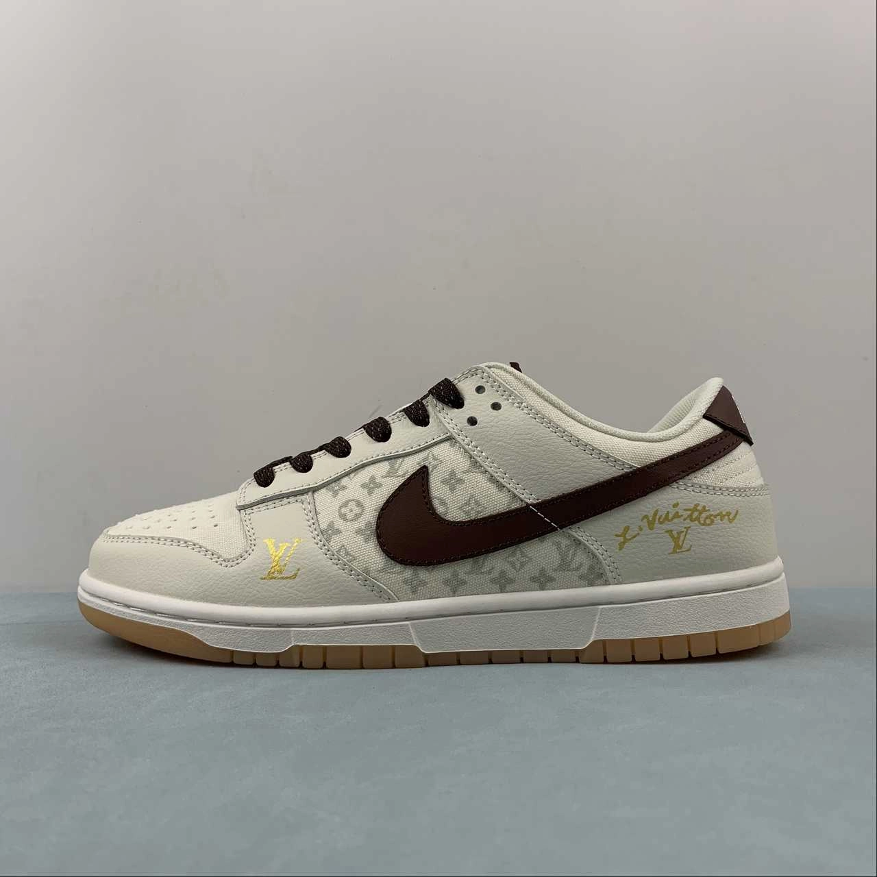 SB Dunk Low LV Rice White Brown Gold XD6188-010 All Setup flex design