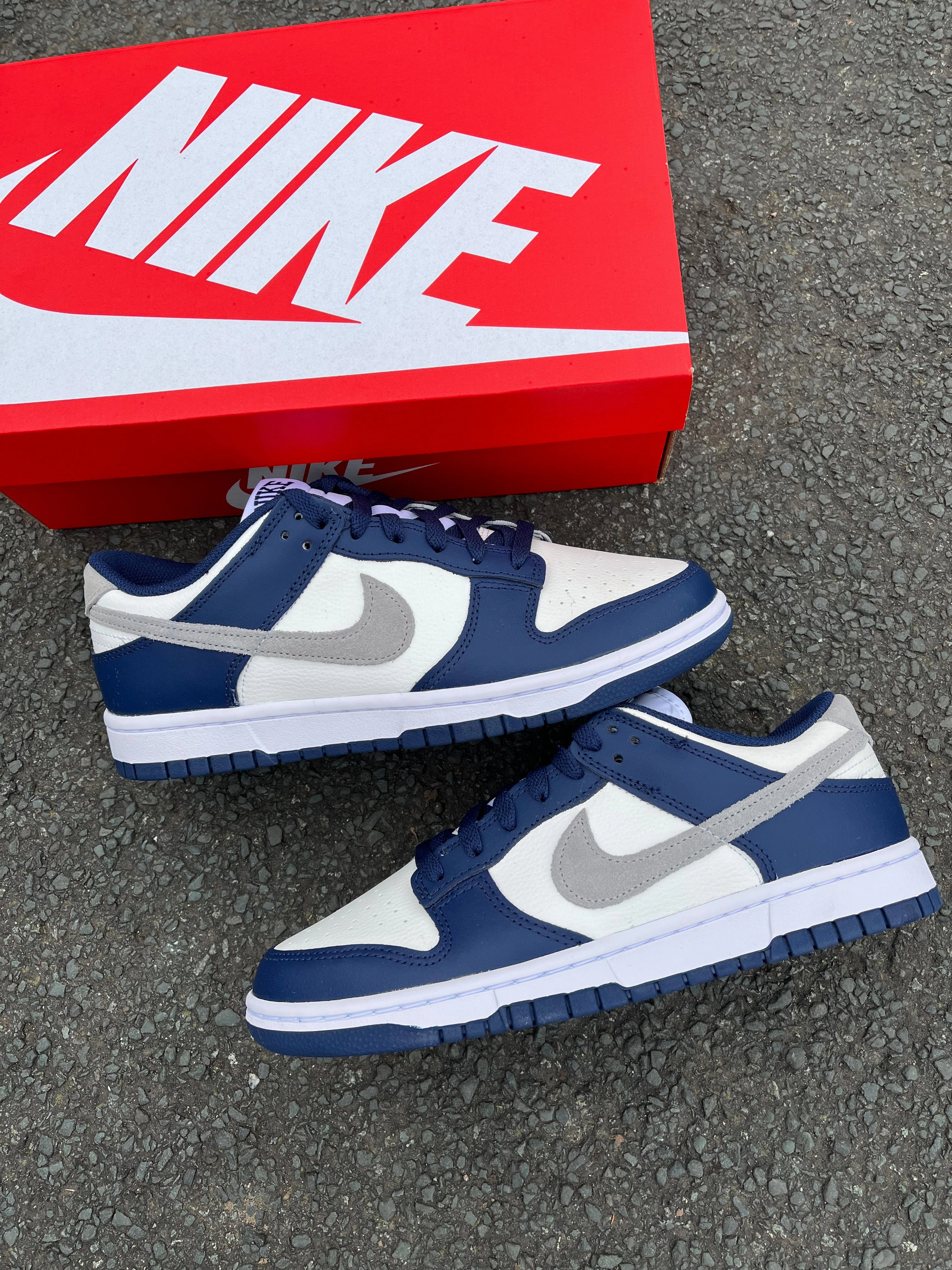 Motion Grip Day Comfort Nike Dunk Low Midnight Navy Smoke Grey