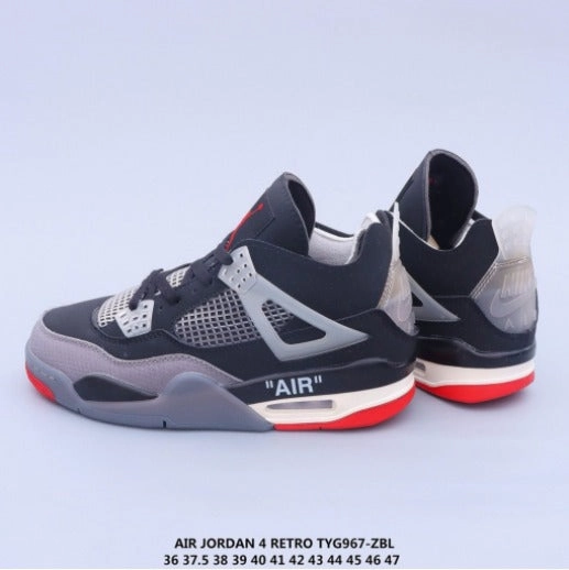 Durable Ripstop Upper Ultra-soft sole Air Jordan 4 Retro x Off White Black-Red TYG967-ZBL