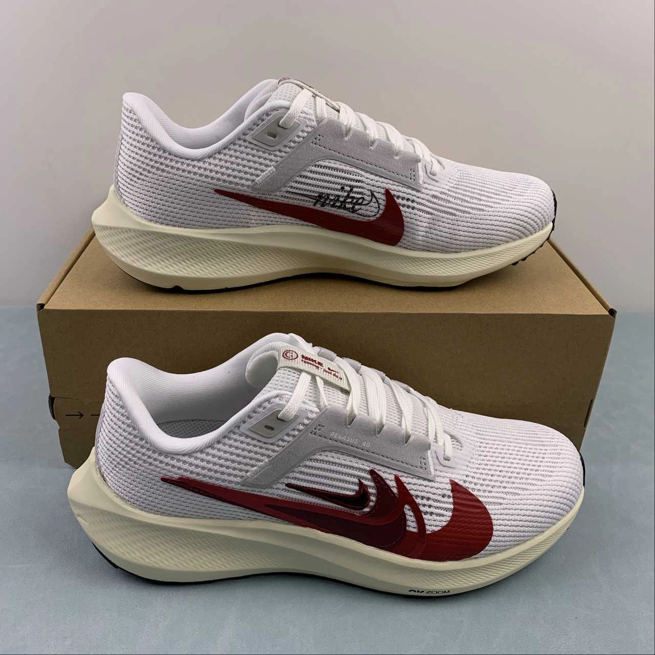 Air Zoom Pegasus 40 Premium Photon Dust University Red Multi-Color FB7703-100 EVA midsole cushions without adding extra weight