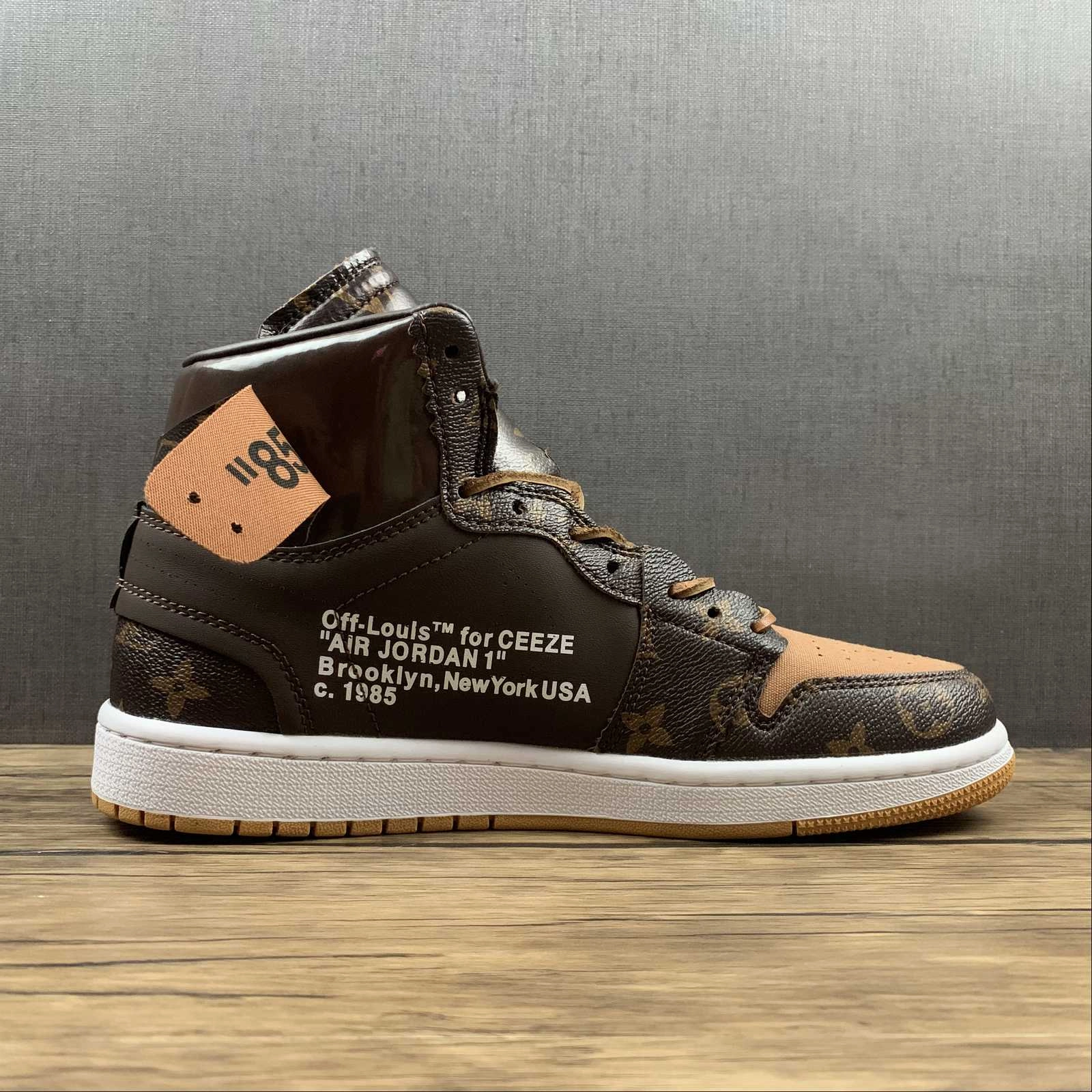 Running Gear Air Jordan 1 High OG SE NRG OW Louis Vuitton Coffee Bronw AQ0858-158