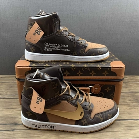 Stitched Detailing Season Ready Air Jordan 1 High OG SE NRG OW Louis Vuitton Coffee Bronw AQ0858-158