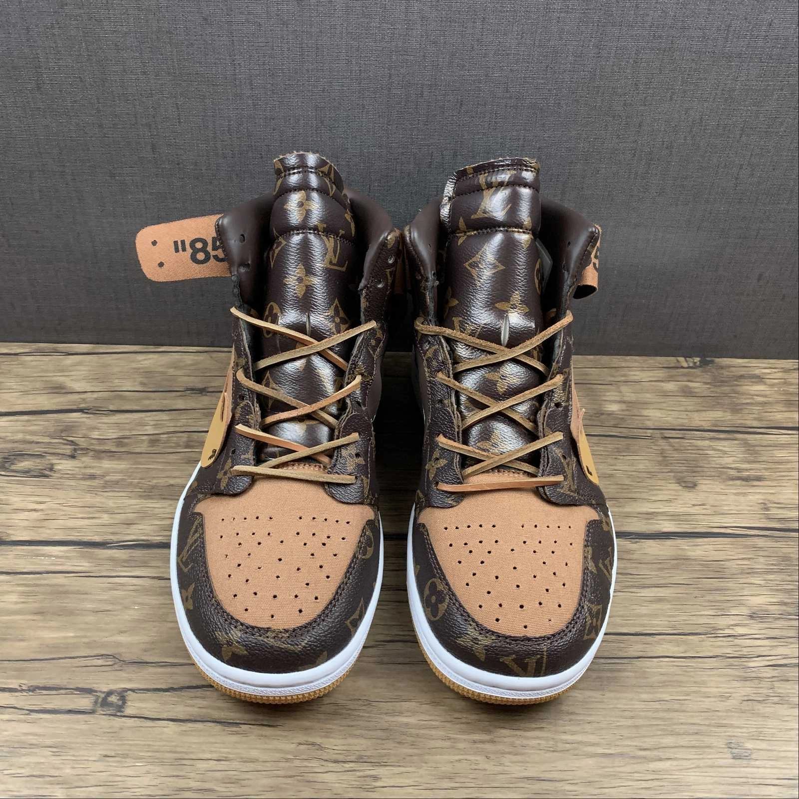 Air Jordan 1 High OG SE NRG OW Louis Vuitton Coffee Bronw AQ0858-158 Canvas Upper
