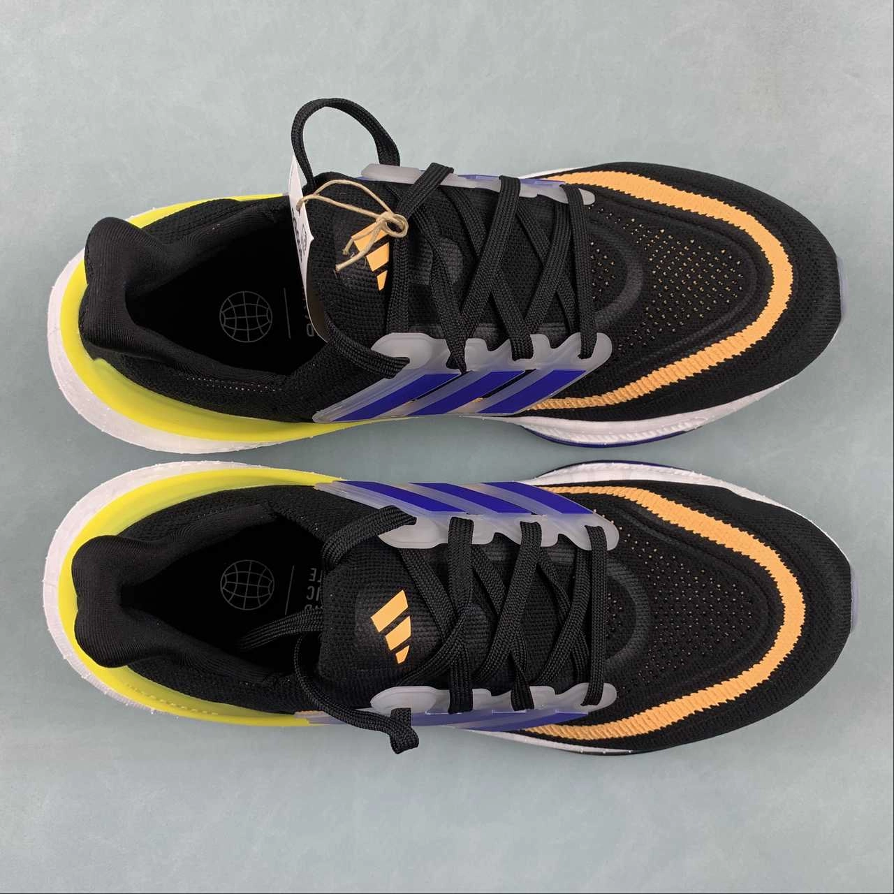 reinforced - heel - area - sturdiness shoes Adidas UltraBoost Light Core Black Lucid Blue Bright Yellow HP9204