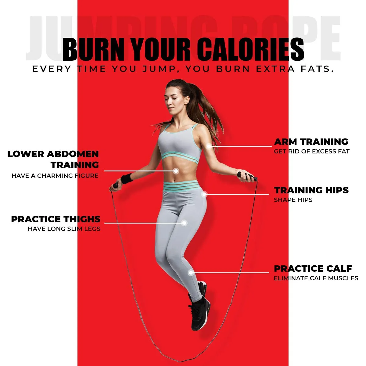 JA-3 Skipping Rope for Unisex Adults with Aluminium Handles | Screw-Free Self-locking Jump Rope for Training | Exercise | Weight Loss | Crossfit | Boxing and HIIT Workouts (Colour - Red)