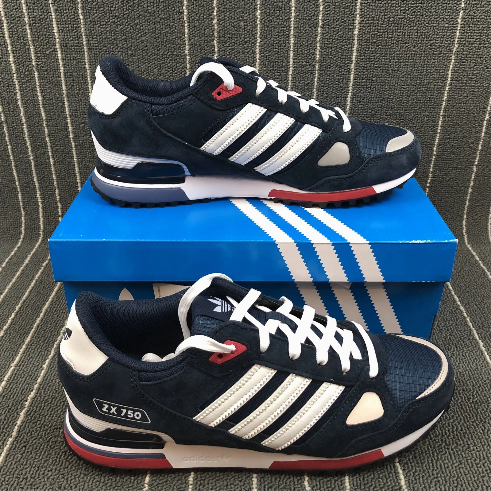 running alone shoes Adidas ZX750 Deep Blue Cloud White Red V20873