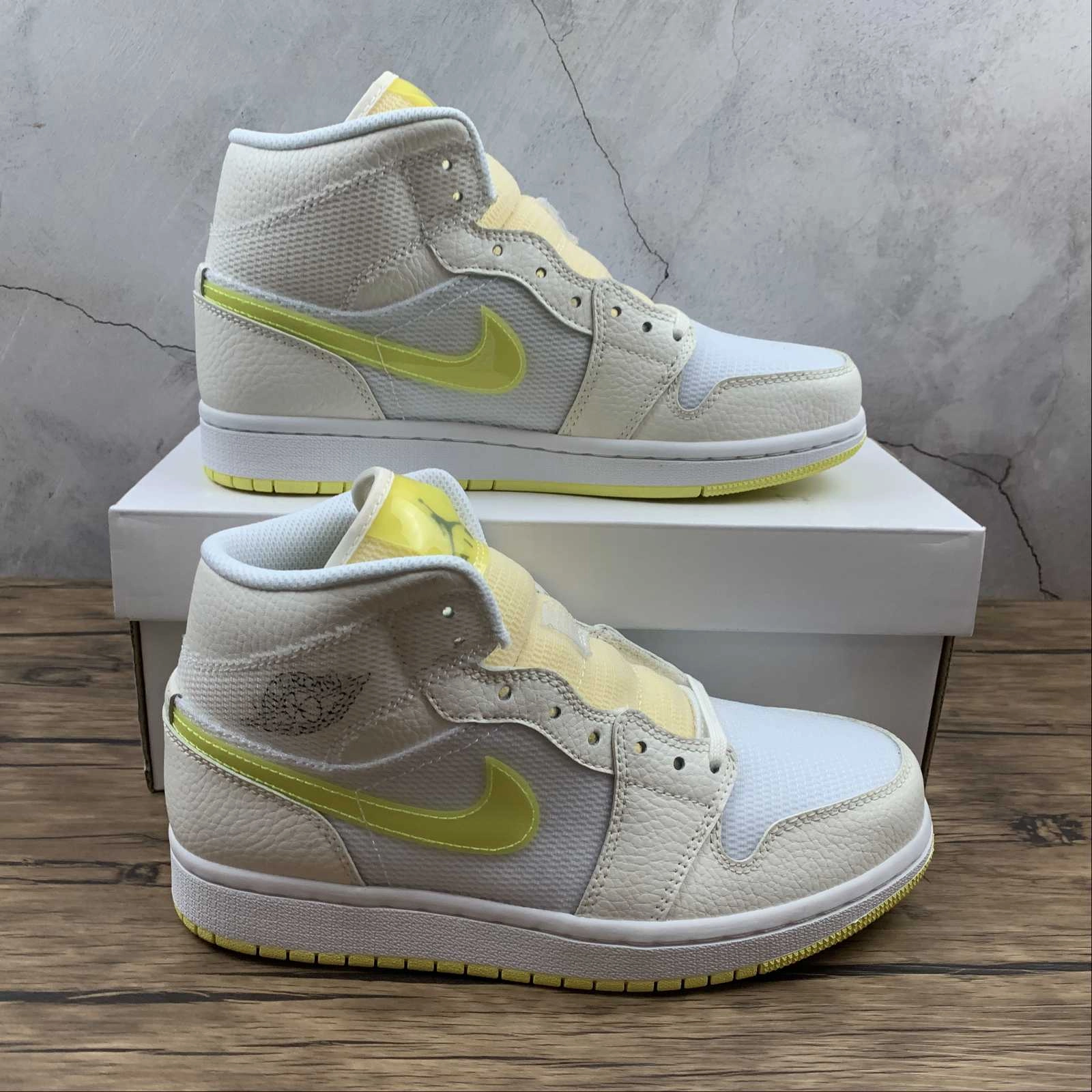 Adaptive Shape Air Jordan 1 Mid SE Sail Lt Vltge Ylw ll-White (2021) DB2822-107