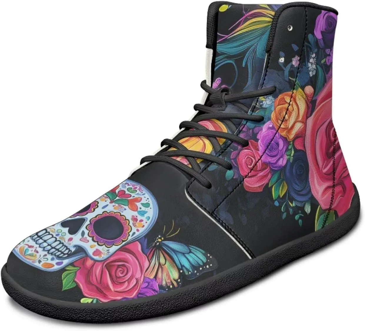 JoyLamoria Men's Lace Up High Top Basketball Shoes Walking Driving Sneakers Breathable Outdoor Sneakers,Sunflower Brown Aztec