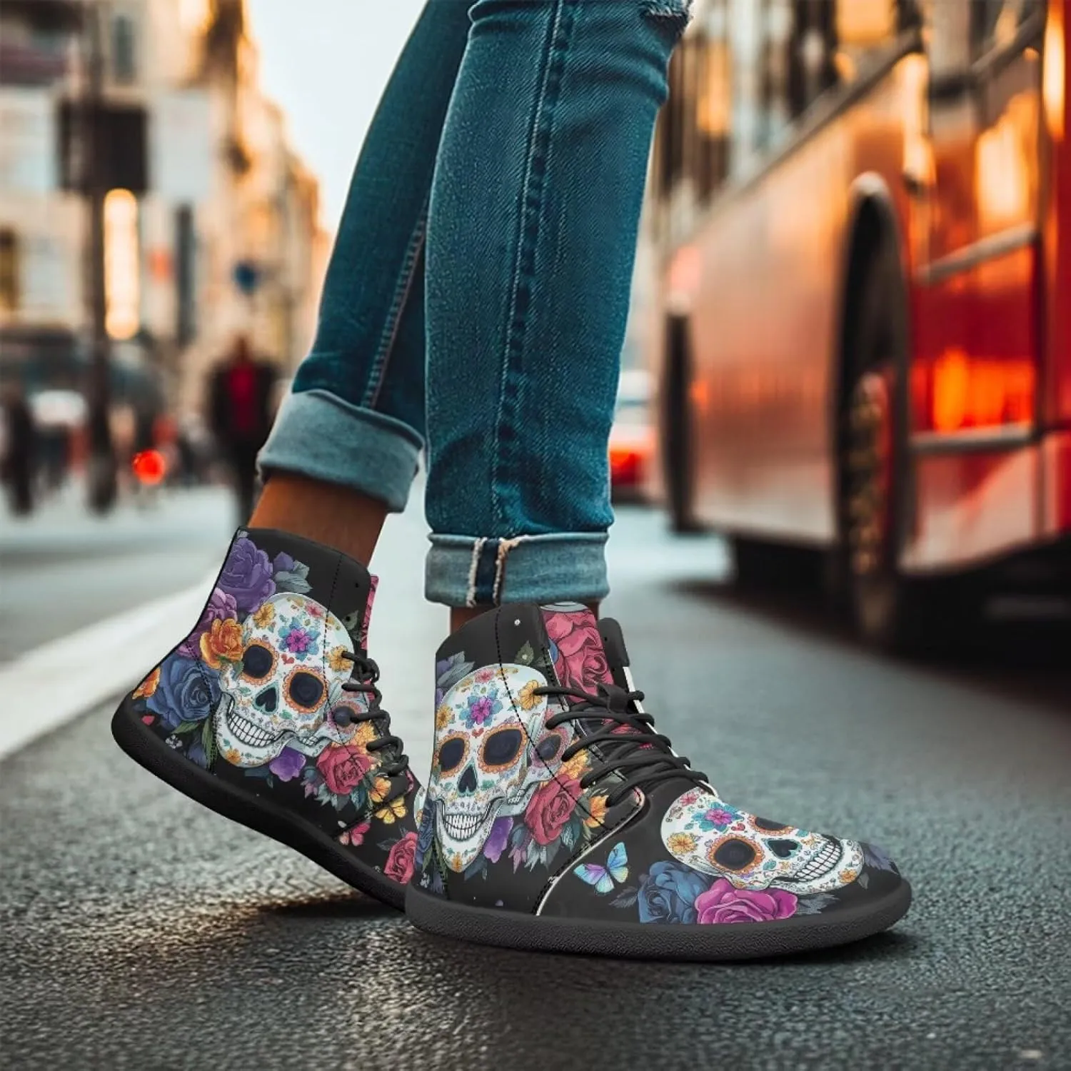 JoyLamoria Men's Lace Up High Top Basketball Shoes Walking Driving Sneakers Breathable Outdoor Sneakers,Sunflower Brown Aztec