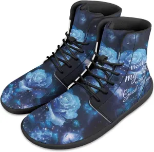 JoyLamoria Men's Lace Up High Top Basketball Shoes Walking Driving Sneakers Breathable Outdoor Sneakers,Sunflower Brown Aztec