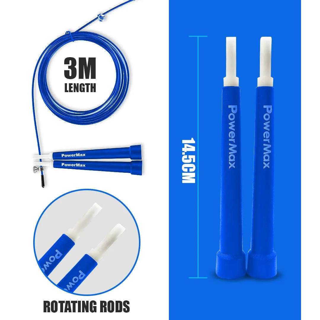 JP-2 Skipping Rope for Unisex Adults | Tangle free Jumping Rope with Adjustable Rope length for Training | Exercise | Weight Loss | Crossfit | Boxing and HIIT Workouts (Colour - Blue)
