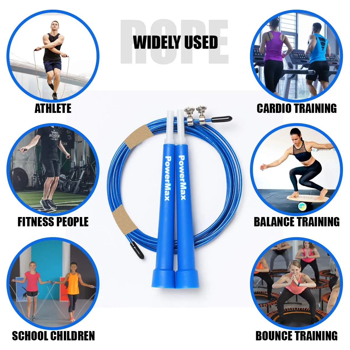 JP-2 Skipping Rope for Unisex Adults | Tangle free Jumping Rope with Adjustable Rope length for Training | Exercise | Weight Loss | Crossfit | Boxing and HIIT Workouts (Colour - Blue)