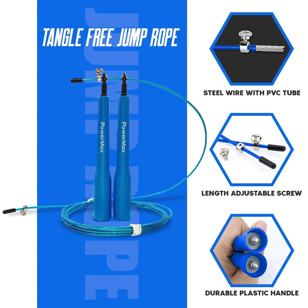 JP-5 Skipping Rope for Unisex Adults | Tangle free Jumping Rope with Adjustable Rope length for Training | Exercise | Weight Loss | Crossfit | Boxing and HIIT Workouts (Colour - Blue)