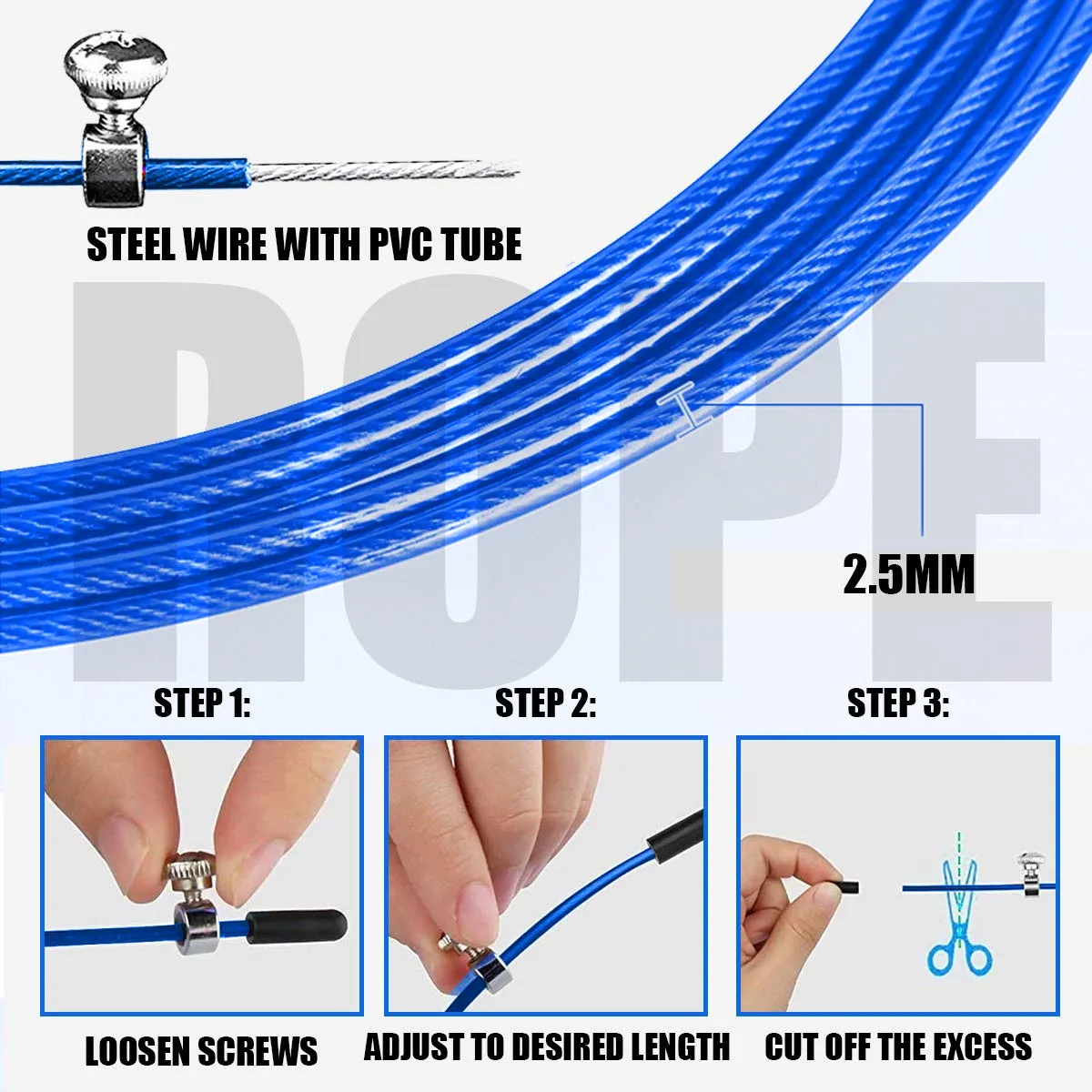 JP-5 Skipping Rope for Unisex Adults | Tangle free Jumping Rope with Adjustable Rope length for Training | Exercise | Weight Loss | Crossfit | Boxing and HIIT Workouts (Colour - Blue)